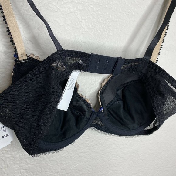 Aubade Paris Joyau Eternel Plunge Push Up Bra 36A Black Padded Embroidery Paris - Picture 11 of 11